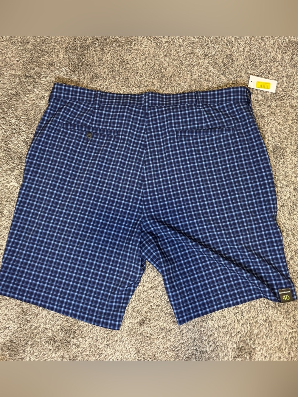 Roundtree & Yorke Performance Blue Plaid Golf Hybrid Shorts 40 Waist 9" Inseam - Picture 3 of 8